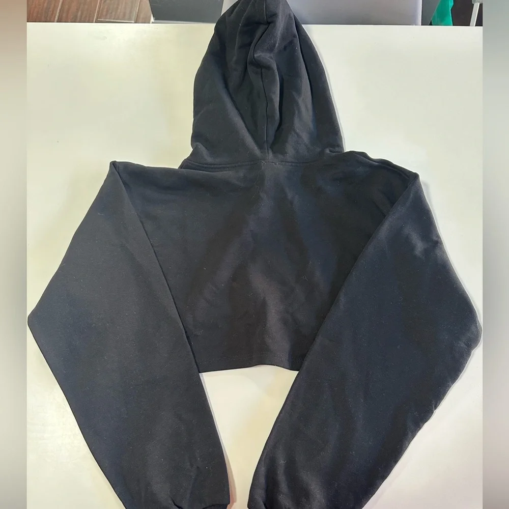 Zara Girls Black Cropped Hoodie - Picture 4 of 4
